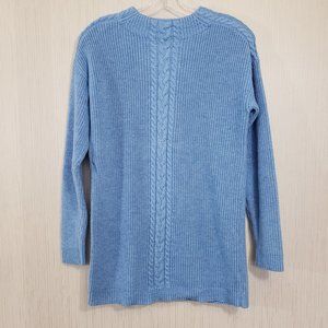 Talbots blue lambs wool blend cable knit long sleeve sweater woman's size small